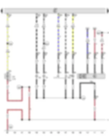 Wiring Diagram  VW GOLF 2011 - Left fog light bulb - Left cornering light bulb - Left daytime running light bulb - Left side light bulb - Front left turn signal bulb - Left headlight dipped beam bulb - Left headlight main beam bulb - Left headlight range control motor