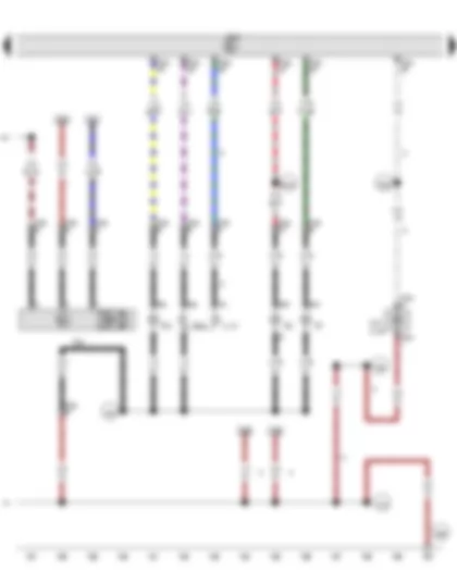 Wiring Diagram  VW GOLF 2011 - Right fog light bulb - Right cornering light bulb - Right side light bulb - Front right turn signal bulb - Right headlight dipped beam bulb - Right headlight main beam bulb - Right headlight range control motor