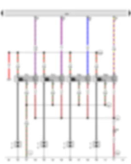 Wiring Diagram  VW GOLF 2011 - Engine control unit - Ignition coil 1 with output stage - Ignition coil 2 with output stage - Ignition coil 3 with output stage - Ignition coil 4 with output stage - Spark plugs