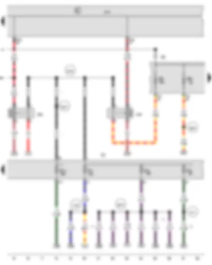 Wiring Diagram  VW GOLF 2012 - Terminal 15 voltage supply relay - Onboard supply control unit - Terminal 50 voltage supply relay - Fuse holder B - Fuse holder C