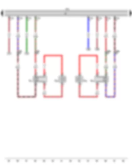 Wiring Diagram  VW GOLF 2011 - Control unit with display for radio and navigation - Radio - Front left treble loudspeaker - Front left bass loudspeaker - Front right treble loudspeaker - Front right bass loudspeaker