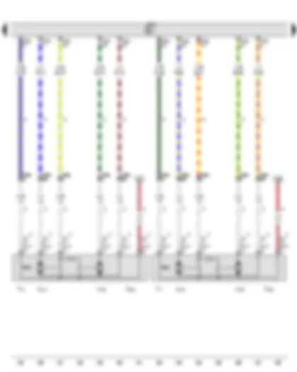 Wiring Diagram  VW GOLF 2011 - Rear left door contact switch - Rear right door contact switch - Rear left central locking lock unit - Rear right central locking lock unit - Rear left door central locking SAFELOCK function motor - Rear right door central SAFELOCK function locking motor - Rear left door central locking motor - lock - Rear right door central locking motor - lock