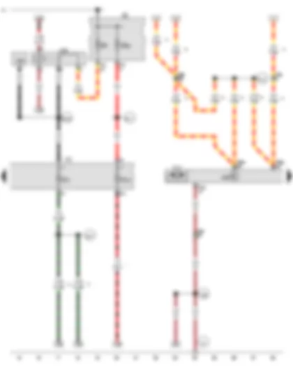 Wiring Diagram  VW GOLF 2012 - Terminal 15 voltage supply relay - Driver door control unit - Fuse holder B - Fuse holder C - Driver side window regulator motor