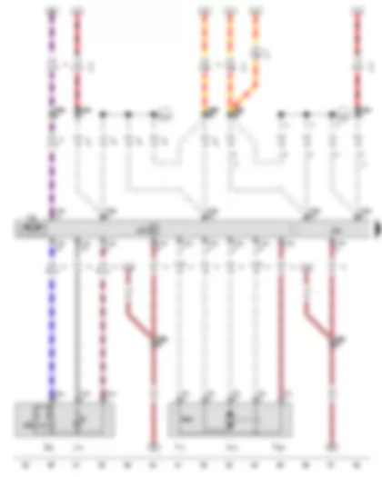 Wiring Diagram  VW GOLF 2012 - Rear left window regulator switch - in door - Rear left door contact switch - Rear left central locking lock unit - Rear left door control unit - Rear right door control unit - Rear left window regulator motor - Rear left door central locking motor - lock