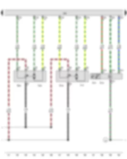 Wiring Diagram  VW GOLF 2011 - Sunlight penetration photosensor - Sunlight penetration photosensor 2 - Climatronic control unit - Defroster flap control motor - Fresh air/air recirculation - air flow flap control motor