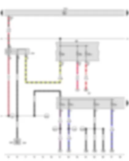 Wiring Diagram  VW GOLF 2011 - Terminal 15 voltage supply relay - Fuse holder B - Fuse holder C