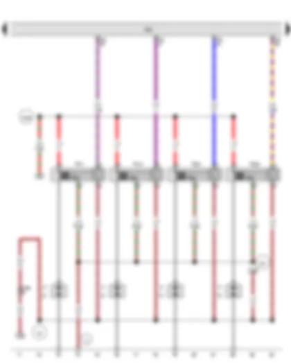 Wiring Diagram  VW GOLF 2012 - Engine control unit - Ignition coil 1 with output stage - Ignition coil 2 with output stage - Ignition coil 3 with output stage - Ignition coil 4 with output stage - Spark plug connector - Spark plugs