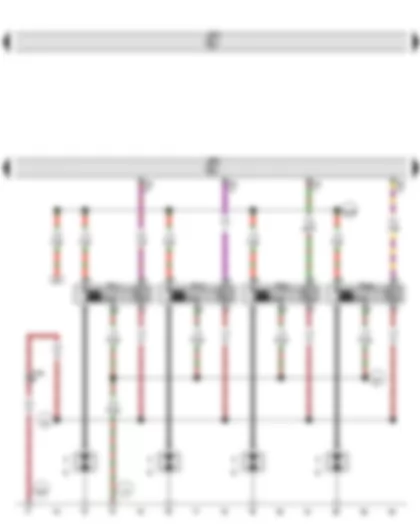 Wiring Diagram  VW GOLF 2013 - Engine control unit - Ignition coil 1 with output stage - Ignition coil 2 with output stage - Ignition coil 3 with output stage - Ignition coil 4 with output stage - Spark plugs