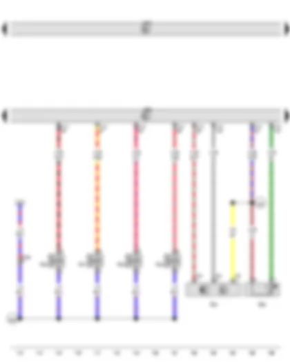 Wiring Diagram  VW GOLF 2013 - Hall sender - Coolant temperature sender - Engine control unit - Injector - cylinder 1 - Injector - cylinder 2 - Injector - cylinder 3 - Injector - cylinder 4