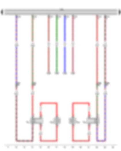 Wiring Diagram  VW GOLF 2012 - Control unit with display for radio and navigation - Front left treble loudspeaker - Front left bass loudspeaker - Front right treble loudspeaker - Front right bass loudspeaker