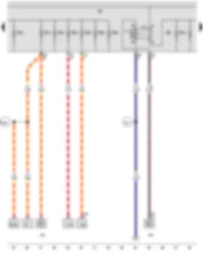 Wiring Diagram  VW GOLF 2012 - Control unit with display for radio and navigation - Engine component current supply relay - Fuse holder B - Fuse 19 on fuse holder B - Fuse 20 on fuse holder B - Fuse 49 on fuse holder B