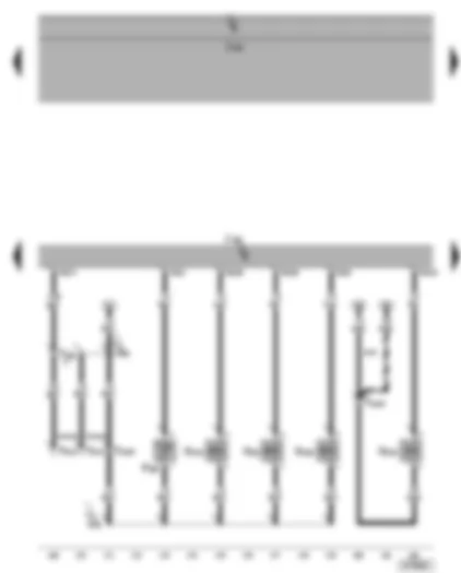 Электросхемa  VW GOLF 2007 - Электромагнитный клапан абсорбера - клапан системы регулирования фаз газораспределения - регулятор давления топлива - клапан заслонок впускных каналов - термостат системы охл. двигателя с электронным управлением