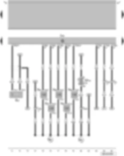 Wiring Diagram  VW GOLF 2008 - Knock sensor 1 - engine control unit - injector - cylinder 1 - injector - cylinder 2 - injector - cylinder 3 - injector - cylinder 4 - activated charcoal filter system solenoid valve 1