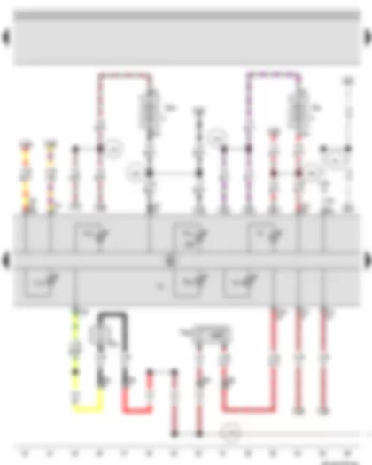 Wiring Diagram  VW GOLF 2003 - Bonnet contact switch - Control unit in dash panel insert - Main beam warning lamp - Rear fog light warning lamp - Trailer operation warning lamp - Brake pad warning lamp - Brake system warning lamp - Fuse 22 in fuse holder - Fuse 23 in fuse holder