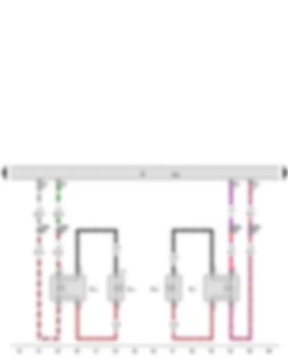Wiring Diagram  VW JETTA RUSSIA 2014 - Control unit with display for radio and navigation - Radio - Rear left treble loudspeaker - Rear left bass loudspeaker - Rear right treble loudspeaker - Rear right bass loudspeaker