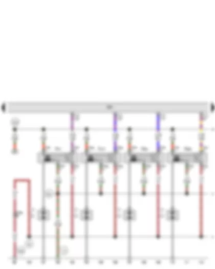 Wiring Diagram  VW JETTA SPORT WAGEN 2007 - Engine control unit - Ignition coil 1 with output stage - Ignition coil 2 with output stage - Ignition coil 3 with output stage - Ignition coil 4 with output stage - Spark plug connector - Spark plugs