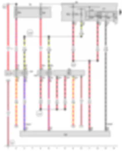 Wiring Diagram  VW JETTA SPORT WAGEN 2010 - Terminal 30 voltage supply relay - Low heat output relay - High heat output relay - Fuse holder A - Fuse holder B - Auxiliary air heater element