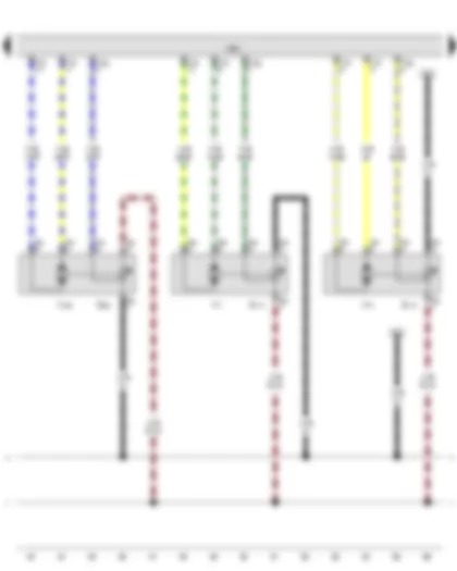 Wiring Diagram  VW JETTA SPORT WAGEN 2011 - Potentiometer for centre flap control motor - Potentiometer for air flow flap control motor - Potentiometer for right temperature flap control motor - Climatronic control unit - Centre flap control motor - Air flow flap control motor - Right temperature flap control motor