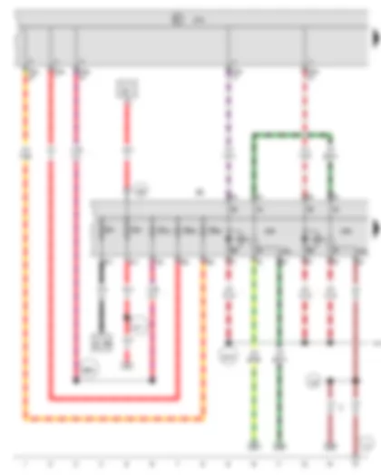 Wiring Diagram  VW JETTA 2011 - Wiper motor relay 1 - Wiper motor relay 2 - Onboard supply control unit - Fuse 1 in fuse holder A - Fuse 4 in fuse holder A - Fuse holder B