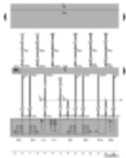 Wiring Diagram  VW JETTA 2006 - Front left window regulator switch - rear left window regulator switch - in driver side - rear right window regulator switch - in driver side - front right window regulator switch in driver door - childproof lock button - driver door control unit - warning light for activated child-proof lock