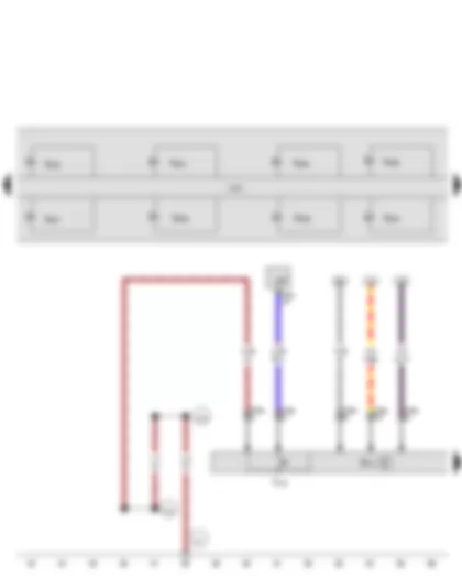 Wiring Diagram  VW JETTA 2009 - Selector lever - Selector lever locked in position P switch - Mechatronic unit for dual clutch gearbox - Valve 1 in sub-gearbox 1 - Valve 2 in sub-gearbox 1 - Valve 3 in sub-gearbox 1 - Valve 4 in sub-gearbox 1 - Valve 1 in sub-gearbox 2 - Valve 2 in sub-gearbox 2 - Valve 3 in sub-gearbox 2 - Valve 4 in sub-gearbox 2