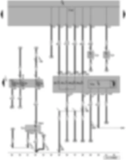 Wiring Diagram  VW JETTA 2009 - Onboard supply control unit - left fog light bulb - right fog light bulb - fuses (SC) - interior socket - 230 V - 110 V - left headlight range control motor