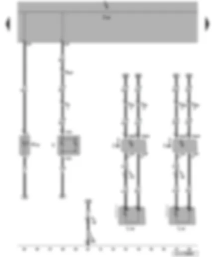 Wiring Diagram  VW JETTA 2009 - Onboard supply control unit - driver side exterior mirror turn signal bulb - front passenger side exterior mirror turn signal bulb - high-level brake light bulb - number plate light