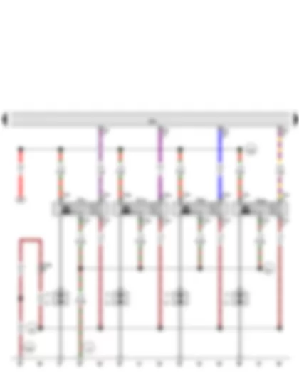 Wiring Diagram  VW JETTA 2009 - Engine control unit - Ignition coil 1 with output stage - Ignition coil 2 with output stage - Ignition coil 3 with output stage - Ignition coil 4 with output stage - Spark plug connector - Spark plugs