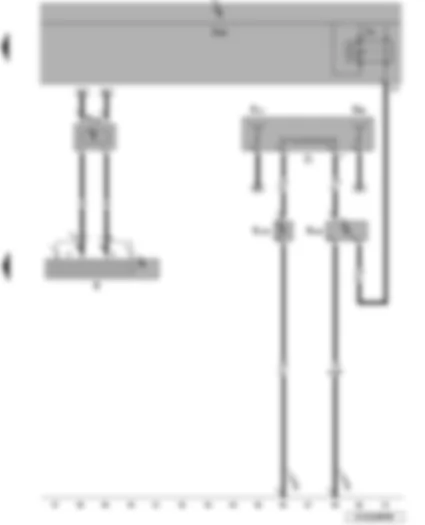 Wiring Diagram  VW JETTA 2009 - Heated rear window relay - onboard supply control unit - radio - aerial - radio aerial 2 - frequency modulation (FM) frequency filter in negative wire - frequency modulation (FM) frequency filter in positive wire