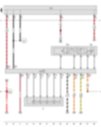 Wiring Diagram  VW JETTA 2010 - Ignition/starter switch - Cruise control system switch - Cruise control system (CCS) SET button - Onboard supply control unit - Steering column electronics control unit - Positive connection 1 (30) - in interior wiring harness