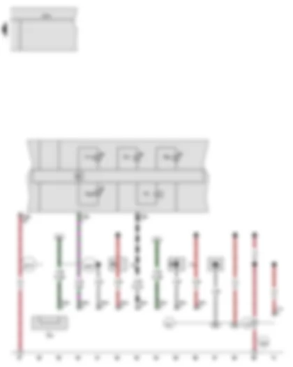 Wiring Diagram  VW JETTA 2010 - Handbrake warning switch - Brake fluid level warning contact - Front left brake pad wear sender - Buzzer and gong - Onboard supply control unit - ABS warning lamp - Traction control system warning lamp - Brake system warning lamp - Tyre Pressure Loss Indicator warning lamp