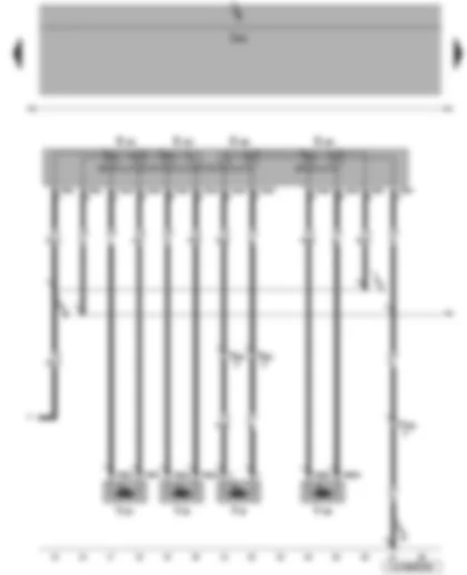 Wiring Diagram  VW JETTA 2010 - Seat longitudinal adjustment button - rake adjustment button - seat height adjustment button - backrest adjustment button - driver seat longitudinal adjustment motor - driver seat backrest adjustment motor - driver seat height adjustment motor - seat rake adjustment motor