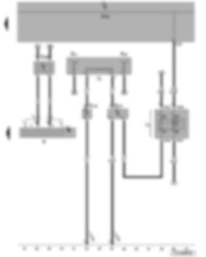 Wiring Diagram  VW JETTA 2010 - Heated rear window relay - onboard supply control unit - radio - aerial - radio aerial 2 - right aerial module - frequency modulation (FM) frequency filter in negative wire - frequency modulation (FM) frequency filter in positive wire - heated rear window