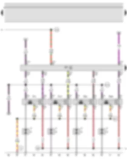 Wiring Diagram  VW JETTA 2008 - Motronic control unit - Ignition coil 1 with output stage - Ignition coil 2 with output stage - Ignition coil 3 with output stage - Ignition coil 4 with output stage - Spark plug connector - Spark plugs