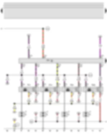 Wiring Diagram  VW JETTA 2009 - Motronic control unit - Ignition coil 1 with output stage - Ignition coil 2 with output stage - Ignition coil 3 with output stage - Ignition coil 4 with output stage - Spark plug connector - Spark plugs