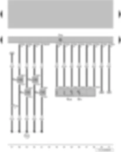 Wiring Diagram  VW KOMBI 2014 - Accelerator position sender - accelerator position sender 2 - engine control unit - injector - cylinder 1 - injector - cylinder 2 - injector - cylinder 3 - injector - cylinder 4