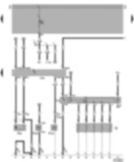 Wiring Diagram  VW LT 1997 - Diesel direct injection system control unit - needle lift sender - fuel shut-off valve - glow plug relay - glow plugs - engine - continued circulation of coolant regulation breather valve