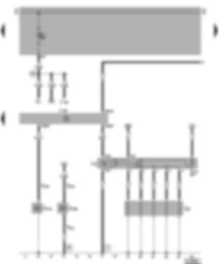 Wiring Diagram  VW LT 1999 - Diesel direct injection system control unit - fuel shut-off valve - glow plug relay - glow plugs - engine - continued circulation of coolant regulation breather valve