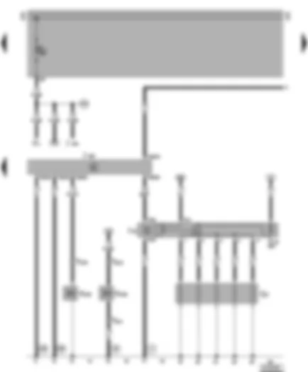 Wiring Diagram  VW LT 1999 - Diesel direct injection system control unit - fuel shut-off valve - glow plug relay - glow plugs - engine - continued circulation of coolant regulation breather valve