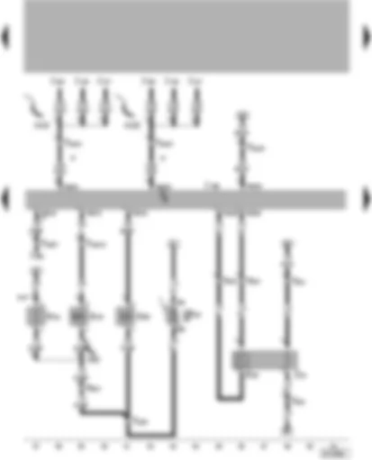 Электросхемa  VW LUPO 2000 - Блок управления системы впрыска 4AV/4CV - лямбда-зонд - электромагнитный клапан абсорбера - управляемый модулированным сигналом клапан системы рециркуляции ОГ - нагревательный резистор системы вентиляции картера двигателя