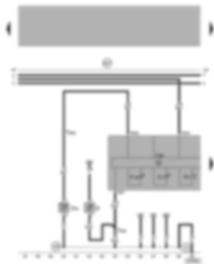 Электросхемa  VW LUPO 2000 - Комбинация приборов - датчик уровня топлива - контрольная лампа температуры ОЖ и сигнализатора низкого уровня ОЖ - визуальная и звуковая системы контроля за давлением масла