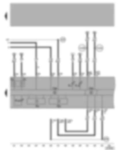 Электросхемa  VW LUPO 2000 - Комбинация приборов - указатель температуры ОЖ - указатель уровня топлива - тахометр - спидометр - контрольная лампа генератора - диагностический разъём - диагностический интерфейс шин данных