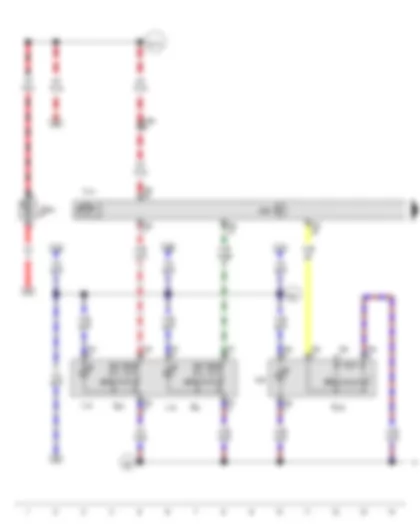Wiring Diagram  VW NEW BEETLE 2001 - Front left window regulator switch - Front right window regulator switch in driver door - Driver side interior locking switch - Driver door control unit