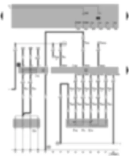 Wiring Diagram  VW NEW BEETLE 1999 - Diesel direct injection system control unit - kick-down switch - idling switch - accelerator pedal position sender - engine glow plugs