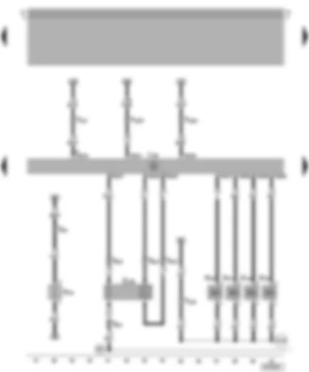 Wiring Diagram  VW NEW BEETLE 2000 - Motronic control unit - injectors - lambda probe II - heater element - self-diagnosis connection