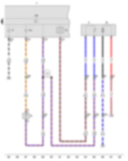 Электросхемa  VW PARATI 2011 - Датчик уровня топлива - Указатель уровня топлива - Датчик указателя температуры охлаждающей жидкости - Подкачивающий топливный насос - Блок управления комбинации приборов - Комбинация приборов - Контрольная лампа дальнего света