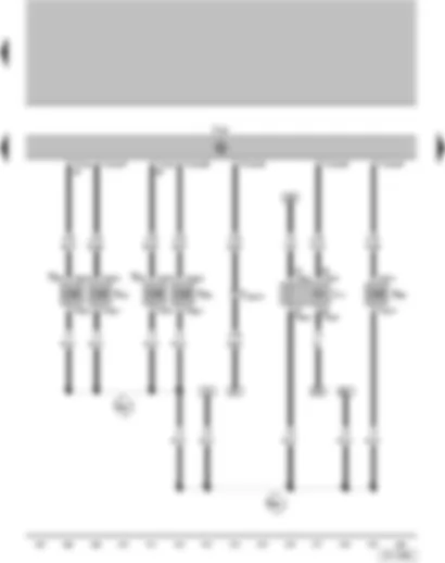 Wiring Diagram  VW PARATI 2003 - Fuel pump relay - Injector - cylinder 1 - Injector - cylinder 2 - Injector - cylinder 3 - Injector - cylinder 4 - Activated charcoal filter system solenoid valve I (pulsed)