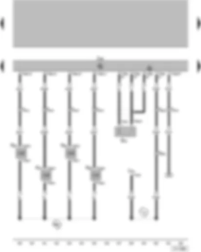 Wiring Diagram  VW PARATI 2004 - Knock sensor I  - Air conditioning system control unit - 1AV control unit (injection system) - Injector - cylinder 1  - Injector - cylinder 2 - Injector - cylinder 3 - Injector - cylinder 4
