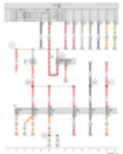 Wiring Diagram  VW PASSAT CC 2009 - Heated exterior mirror relay - Onboard supply control unit - Terminal 15 voltage supply relay 2 - Fuse holder B - Fuse holder C