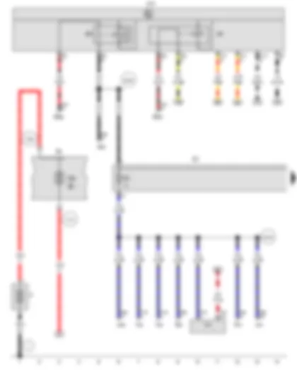 Wiring Diagram  VW PASSAT CC 2009 - X-contact relief relay - Onboard supply control unit - Terminal 15 voltage supply relay 2 - Fuse 1 on fuse holder C - Fuse holder C